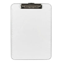 Charles Leonard Plastic Clipboard, Clear, 5 Pack (CHL89710)-Tough, durable injection molded plastic with smooth edges. Low profile clip with rubber grips holds paper securely. Pull-out hook for hanging. Contemporary transparent colours. Clipboard also features a 12" ruler on the edge, inches on one side, centimeters on other side. Letter size.