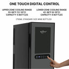 Koolatron 12 Bottle Dual Zone Wine Cooler, 1.2 cu. ft. (33L) Freestanding Wine Fridge - Black-External touchscreen controls let you adjust the temperature or turn on the light without opening the door