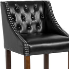 Flash Furniture Carmel Series 30" High Transitional Tufted Walnut Barstool with Accent Nail Trim - Black LeatherSoft - 2 Pack-Padded Seat with CAL 117 Fire Retardant Foam