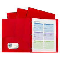 C-Line Two-Pocket Heavyweight Poly Portfolio Folders with Prongs, Red, 8.5" x 11" (CLI32964)-Red heavyweight polypropylene folder