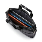 Samsonite Classic Leather Slim Brief, Black-Fully-padded main compartment with a large slash pocket for files and/or tablet.