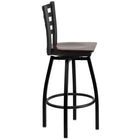 Flash Furniture HERCULES Series Ladder Back Swivel Metal Barstool with Walnut Wood Seat - Black-Ladder Back Design