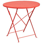 30'' Round Coral Indoor-Outdoor Steel Folding Patio Table Set with 4 Round Back Chairs [CO-30RDF-03CHR4-RED-GG]-Designed for Indoor and Outdoor Use