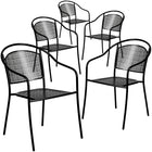 Flash Furniture Commercial Grade Black Indoor-Outdoor Steel Patio Arm Chair with Round Back-Stack Quantity: 8