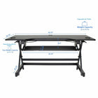Rocelco 46" Deluxe Adjustable Sit/Stand Keyboard Desk Riser with Anti Fatigue Mat - Black-DADR46 sits 5 inches above the desktop surface