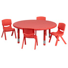 Flash Furniture 45" Round Plastic Height Adjustable Activity Table Set with 4 Chairs - Red-Multipurpose Kids Table Set