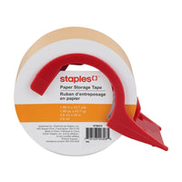 Staples Kraft Paper Packing Tape with Dispenser-Durable tape resists tearing