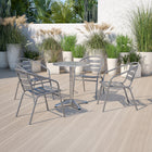Flash Furniture Silver Metal Restaurant Stack Chair with Aluminum Slats-Silver Steel Frame Finish