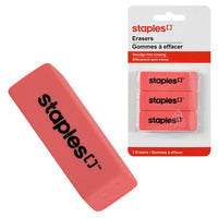 Staples Pink Erasers - 3 Pack-A soft touch that's right for all papers
