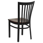 Flash Furniture HERCULES Series Black School House Back Metal Restaurant Chair - Mahogany Wood Seat-Mahogany Finished Wood Seat