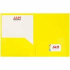 JAM Paper Plastic POP School Two Pocket Folders, Yellow, 12 Pack (382Eyeg)-12 per pack