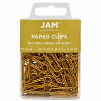 JAM Paper Colored Standard 1" Paper Clips - Gold - 2 Packs of 100-Color: Gold