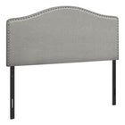 Monarch Specialties 6013F Full Size Headboard - Grey Linen-Upholstered arched top headboard in a grey linen-look fabric with chrome-finish nailhead trim