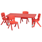 Flash Furniture 24"W x 48"L Rectangular Plastic Height Adjustable Activity Table Set with 4 Chairs - Red-Multipurpose Kids Table Set