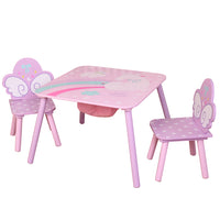 Danawares Unicorn Square Table with 2 Chairs & Storage Bag - Pink-Made from MDF E1 and Pine