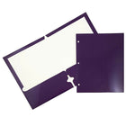 JAM Paper 2 Pocket Laminated Glossy 3 Hole Punched School Folders, Purple, 25 Pack-Purple Glossy Cardstock Folders