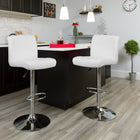 Flash Furniture Contemporary Vinyl Adjustable Height Barstool with Rolled Seat & Chrome Base - White - 2 Pack-Height Adjustable Seat with Gas Lift