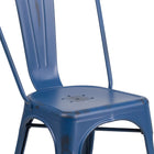 Flash Furniture Commercial Grade Distressed Antique Metal Indoor-Outdoor Stackable Chair - Blue-Distressed Antique Blue Powder Coated Frame Finish