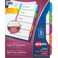 Avery Ready Index 1-5 Tab Dividers & Customizable Table of Contents - 11840-Vibrant colours and arched tabs for a stylish, contemporary look 