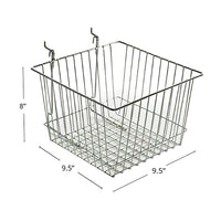 Azar Displays Wire Basket, Chrome, 8" , 2 Pack (300622)-2 wire hooks attached for easy mounting