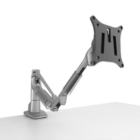 Kanto DMS1000S Gas Shock Monitor Arm Desktop Mount for 17-inch to 32-inch Displays, Silver-Single articulating gas-shock arm allows for easy positioning of your monitor