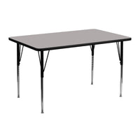 Flash Furniture 24''W x 48''L Rectangle Activity Table with 1.25'' High Pressure Top and Standard Height Adjustable Legs, Grey-Grey Laminate