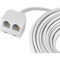 GE 25' Line Cord with Duplex Extension, White-Permits you to connect two telephones or one phone and on accessory to a modular jack