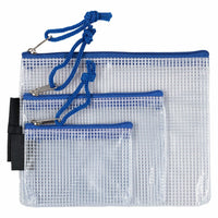 Jam Paper Mesh Zipper Pouches - Assorted Sizes - Blue - 3 Pack-Color: Mesh Blue