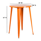 30'' Round Orange Metal Indoor-Outdoor Bar Height Table (CH-51090-40-OR-GG)-30"W x 30"D x 41"H