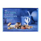 Marks and Spencer Milk Dark and White Biscuit Selection - 400g-Varieties include milk chocolate clementine cream, extremely chocolatey marbled whirl, milk chocolate shortcake biscuit and milk chocolate cream rounds.