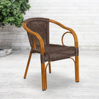 Flash Furniture Cadiz Series Rattan Restaurant Patio Chair with Red Bamboo-Aluminum Frame, Dark Brown (SDAAD632009D2)-Cross Braces provide extra stability