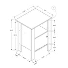 Monarch Specialties 2134 Accent Table - Black/Grey Top Night Stand With Storage-Product Dimensions: 17"L x 14" D x 24"H