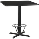 Flash Furniture Laminate 42" Square X-Base Table, Black (XUBK4242T33B4F)-Bar Height Hospitality Table
