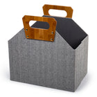 Truu Design Foldable Storage Bin with Bamboo Handle - 13" x 13.4" - Grey-Embraces minimalism and modernism, great for any living room, bedroom or bathroom