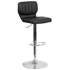 Flash Furniture Contemporary Black Vinyl Adjustable Height Barstool with Vertical Stitch Back & Chrome Base-Low Back Design