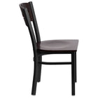 Flash Furniture HERCULES Series Black 3 Circle Back Metal Restaurant Chair - Walnut Wood Back & Seat-Walnut Wood Designer Back - 3 Circle Cutout