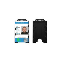 Beslayn Vertical Heavy Duty 2-Sided Open Face Rigid Plastic ID Card Holder, 2-1/8" x 3-3/8", Black, 100 Pack-Heavy duty double sided open face ID holder perfect for use with company I.D. cards and business cards