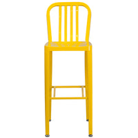 Flash Furniture 30" High Yellow Metal Indoor-Outdoor Barstool with Vertical Slat Back-Industrial Style Modern Barstool