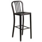 30'' Round Black-Antique Gold Metal Indoor-Outdoor Bar Table Set with 2 Vertical Slat Back Barstools [CH-51090BH-2-30VRT-BQ-GG]-4