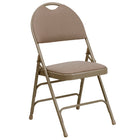 Flash Furniture HERCULES Series Ultra-Premium Triple Braced Beige Fabric Metal Folding Chair with Easy-Carry Handle-Beige Fabric Upholstered Seat and Back