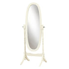 Monarch Specialties 3102 59"H Antique White Oval Wood Frame Mirror-Antique white cheval floor mirror will be a lovely addition to your contemporary master bedroom
