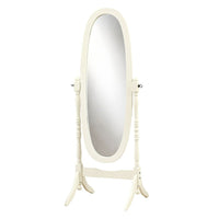 Monarch Specialties 3102 59"H Antique White Oval Wood Frame Mirror-Antique white cheval floor mirror will be a lovely addition to your contemporary master bedroom