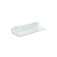 Azar Displays 16" x 4" Acrylic Shelf For Pegboard/Slatwall, Clear, 4 Pack (556016)-2 U hooks attached for easy mounting