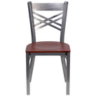 Flash Furniture HERCULES Series Clear Coated "X" Back Metal Restaurant Chair - Cherry Wood Seat-Metal Chair