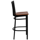 Flash Furniture HERCULES Series Black School House Back Metal Restaurant Barstool - Cherry Wood Seat - 2 Pack-Cherry Finished Wood Seat