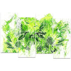 Designart Electric Green Flowers 4-Panel Canvas Art Print, (PT3410-2-271)-Print