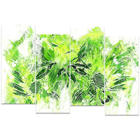 Designart Electric Green Flowers 4-Panel Canvas Art Print, (PT3410-2-271)-Print