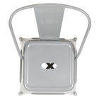 Flash Furniture 24" High Silver Metal Indoor-Outdoor Counter Height Stool with Back-Silver Powder Coat Finish