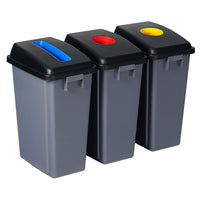 Johnny Vac 3-Bin Recycling Station, Grey-3 Bins For Sorting