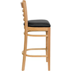 Flash Furniture HERCULES Ladder Back Walnut Wood Restaurant Barstool - Black Vinyl Seat - 2 Pack-Black Vinyl Upholstered Seat